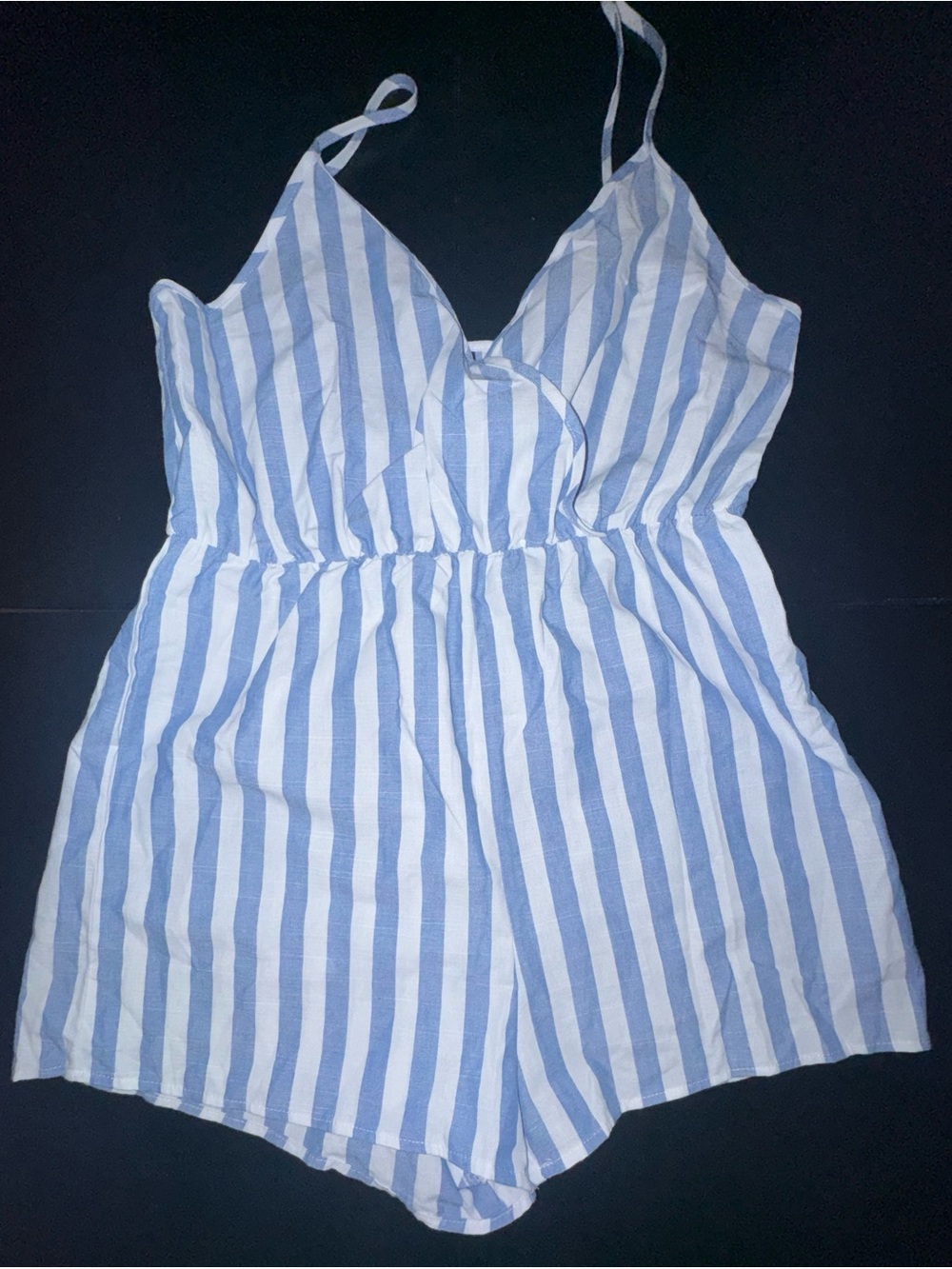 Blue and White Striped Romper